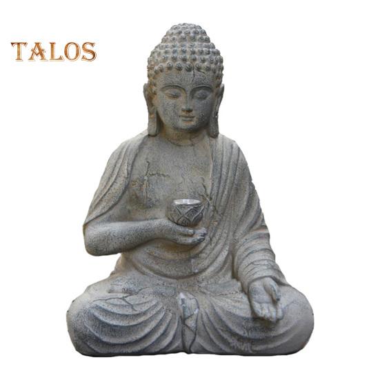 

Статуя Будды с солнечным лотосом, сидящая в медитации, скульптура Будды, освещенная дзен-садовым декором, статуэтка Будды из смолы для наружного использования, патио, двора A