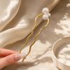 Fourchette à Cheveux en Alliage pour Femmes Épingle à Cheveux en Perle Coréenne en Forme de U Support pour Chignon Floral Bâtonnet à Cheveux Antidérapant pour Chignon Mariage Nouveaux Accessoires pour Cheveux