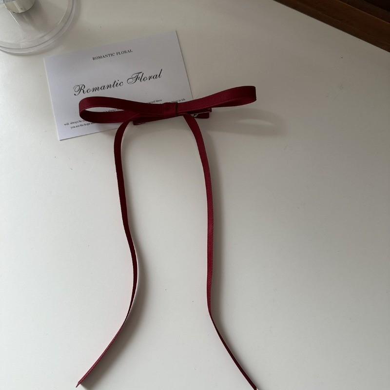 Solid Color Ribbon Hair Clip Female Long Streamer Sweet Temperament Duckbill Clip Simple Hair Accessories
