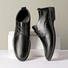 Business Leather Shoes Men's Black Casual Work Shoes Simple Fashion Best Man Wedding Shoes Versatile Lace-up Soft Sole Fashion Men's Shoes