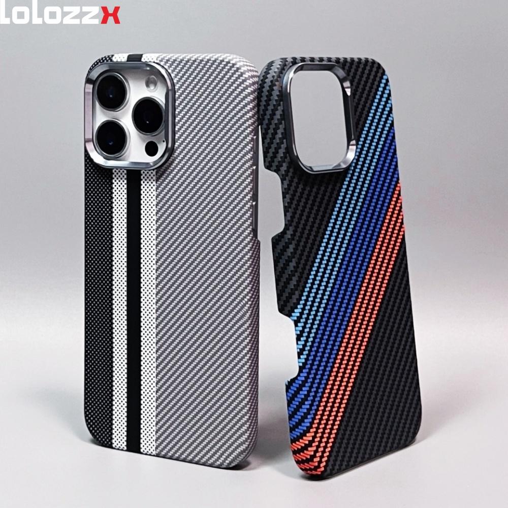 For iPhone 17 16 15 14 Pro Max Plus Case Carbon Fiber for MagSafe Cover Magnetic Wireless Charge Hard Shell Camera Alloy Case