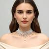 1PC White Lace Necklace Fairy Style, Wedding Accessories Stylish Retro Cos Ladies Collarbone Chain, Adjustable