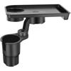 Vehicle-Mounted Multifunctional Water Cup Holder Tray Black Adjustable Cup Holder Dining Plate Expandable Bracket Storage Space-Saving