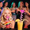 Bow Spiral Straw Cartoon Straw Drink Accessory Party Party 10pcs