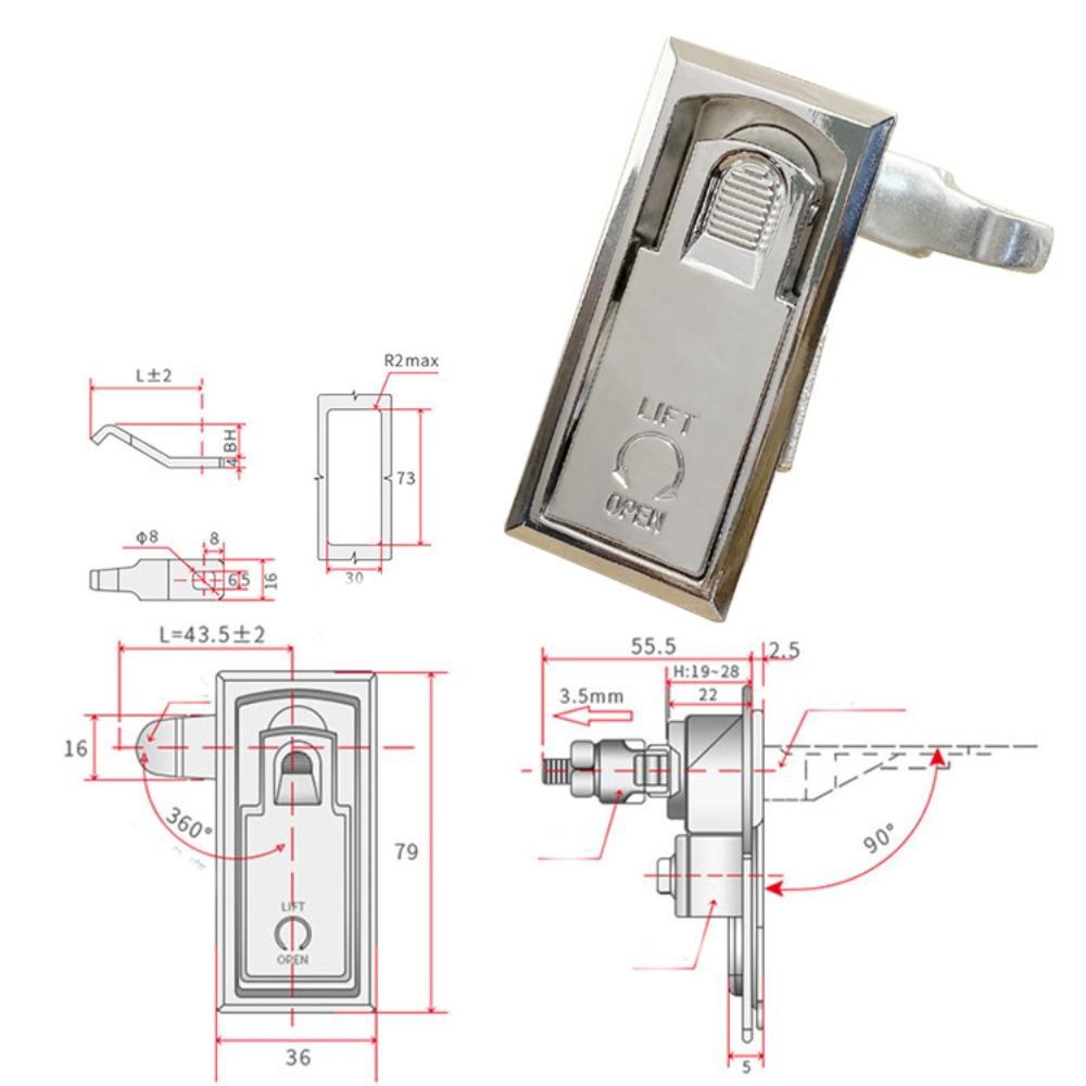 with Keys Distribution Box Lock Zinc Alloy Cabinet Lock RV Compartment Latch  Hardware Lock