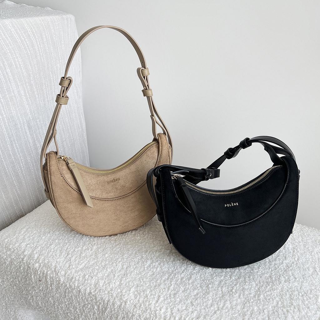 Women's Bag Niche New Autumn and Winter Frosted Crescent Bag Armpit Bag Women's Shoulder Bag Saddle Bag