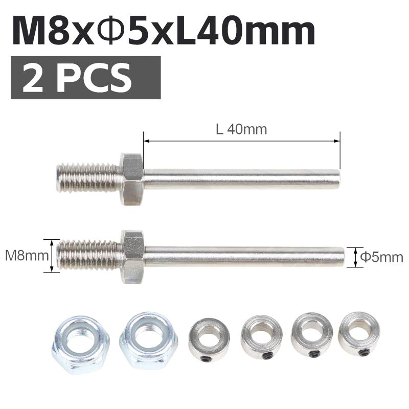 2 Pcs Precision Steel Wheel Axles with Stop Nuts 3/4/5/6MM for RC Aircraft Landing Gear Assembly