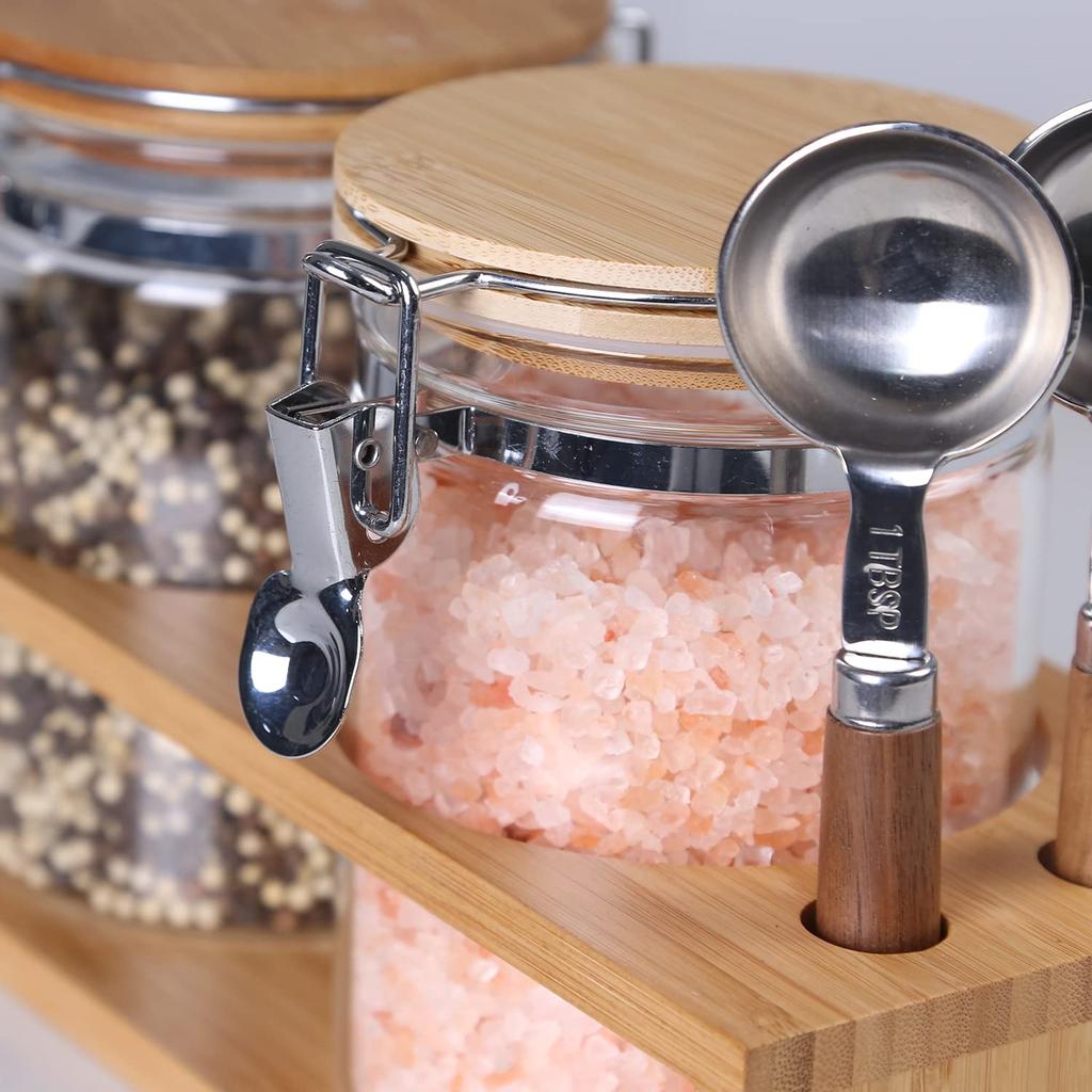 KKC Canister Glass Jar Airtight Container for Coffee Beans/Ground 250g, Coffee, Sugar, Salt, Etc. Popular Airtight Storage Container, Snow Peak, Set O