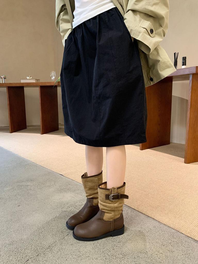 British retro western cowboy boots women's new color matching medium boots knight martin boots