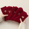 New Year Golden Embroidered Big Red Socks, Golden Horse Heart Bow, Simple Mid-calf Cotton Socks