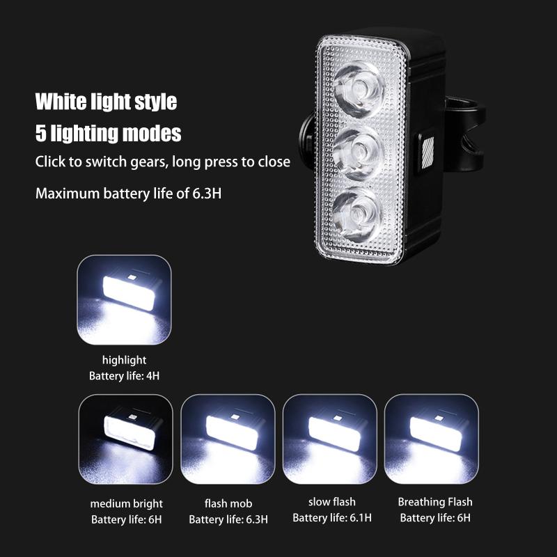 Bicycle Front And Rear Light Set Rechargeable Portable Led Headlight Taillight For Mountain Road Biking Night Riding Accessories