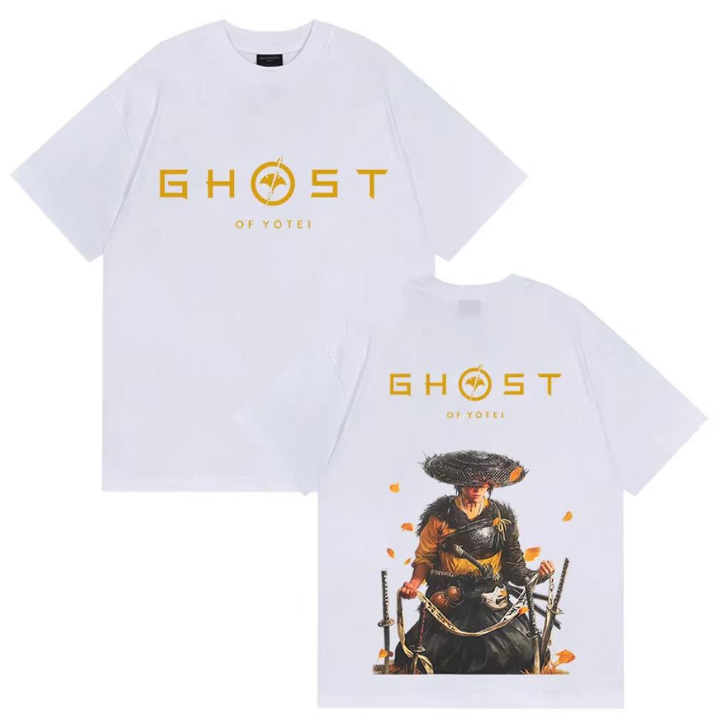Japanese Ghost of Yotei Graphic T Shirt Men High Quality Fashion Cotton Tshirts Retro Oversized Short Sleeve T Shirt Streetwear
