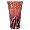 Mizukage Kiriko Whiskey X Ranbori Komon Current Model J-kitchens Glass, Long, 8.6 14.8cm, 400cc, Pattern, Red,