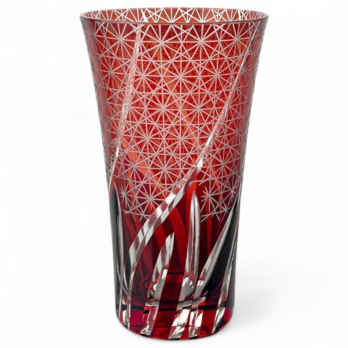

Mizukage Kiriko Whiskey x Ranbori Komon Current Model J-kitchens Glass, Long, 8.6 14.8cm, 400cc, Pattern, Red,