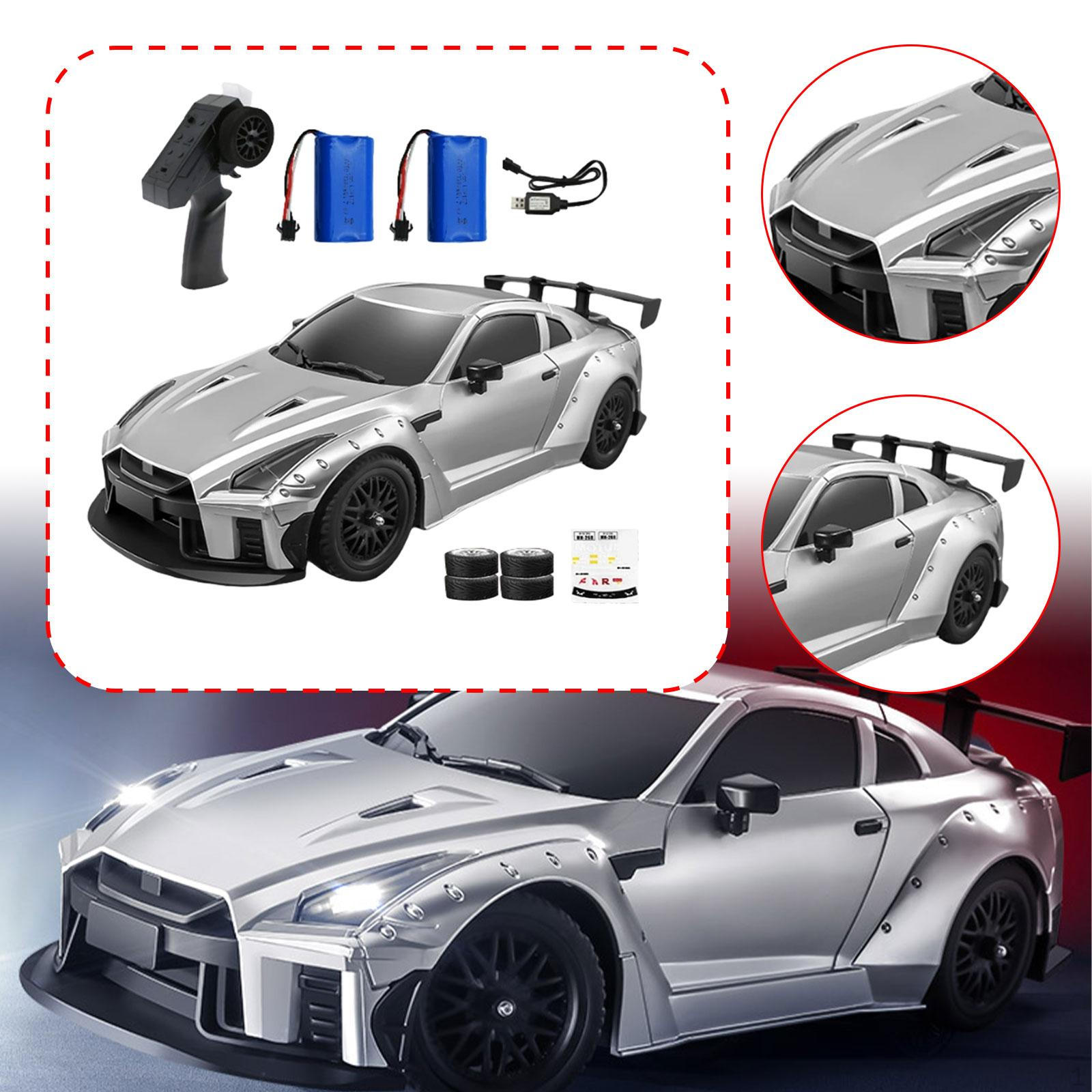 

1/16 Scale RC Drifting Car with Light 4 Replacement Tires Model Vehicle