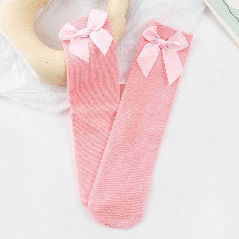 Solid Color Spring Summer Infant Toddler Kids Socks New Soft Cotton Baby Girl Socks Cute Bows Princess Girl Knee Socks