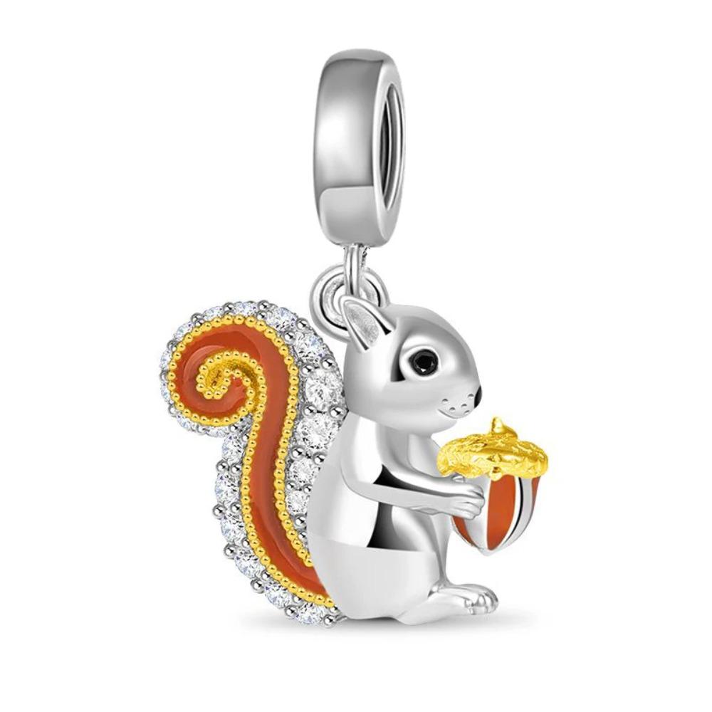 925 Silver Squirrel Fox Lion Rabbit Charm Beads DIY Bracelet Women Fashion Jewelry Gift