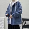 Men's Plus Size Hooded Windbreaker: Trendy Two-Piece American Style Jacket, Loose Waterproof Workwear for Spring/Autumn.