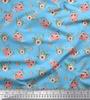Soimoi Red Poly Crepe Fabric Mignon Dahlia & Peony Floral Fabric Prints By Metre 42 Inch