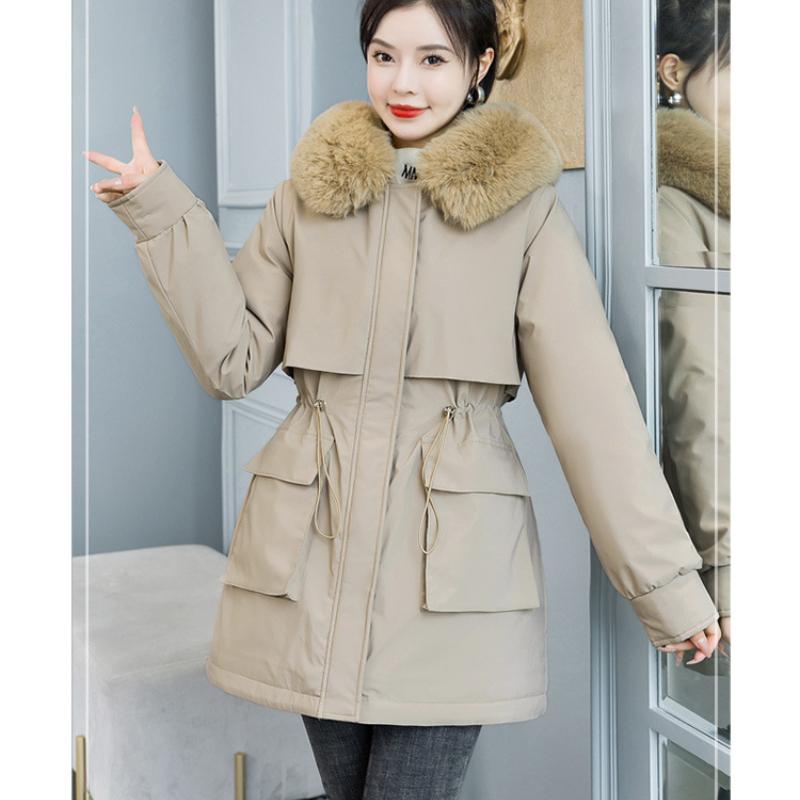 Autumn and Winter Women's Solid Color Detachable Korean Version Waist Hooded Pie To Overcome Thickening Warm Women's Jacket 5 Colors