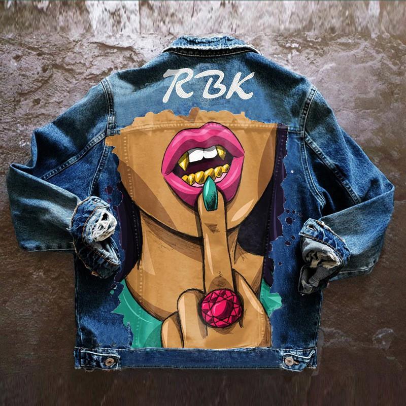 Dámská džínová bunda Ležérní Podzim Zima Dlouhý rukáv Límec Kabát Streetwear Trendy Svrchní oblečení