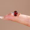 Set With 2 Carat Egg-Shaped Imitation Natural Garnet Ring, Rose Gold Plated Live Ring.