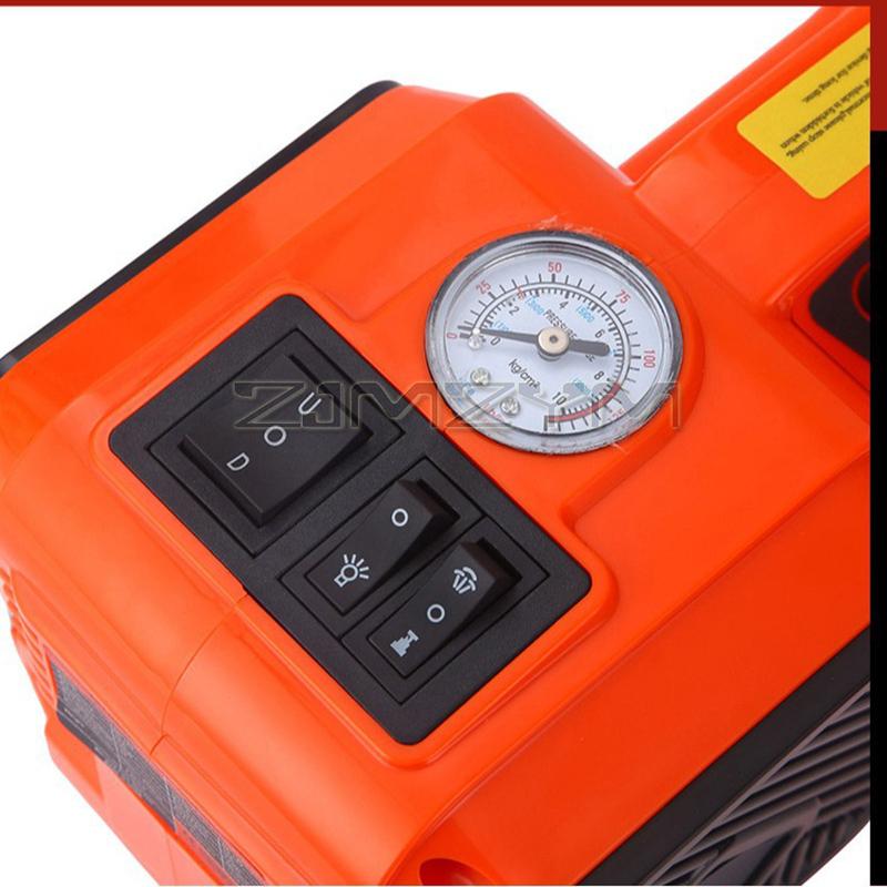 12V 5Ton Car Electric Hydraulic Floor Jack, Tire Inflator Pump and LED Flashlight 2 in 1 Set With Safe Hammer