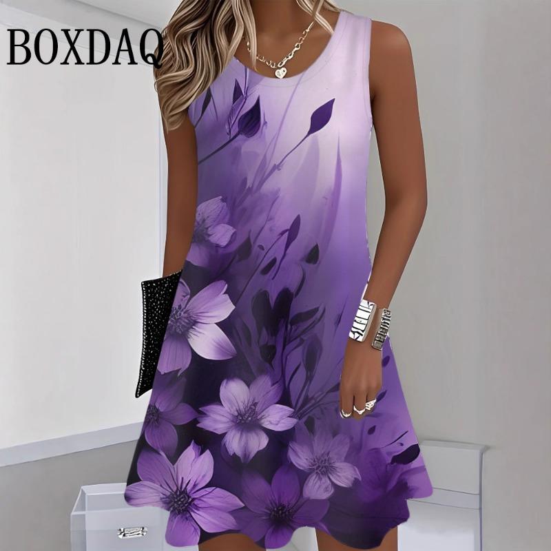 2026 New Fashion Pattern 3D Printing Women'S Dresses For Summer Tank Beach Holiday Hawaii Sleeveless Loose Dress Casual Sundress