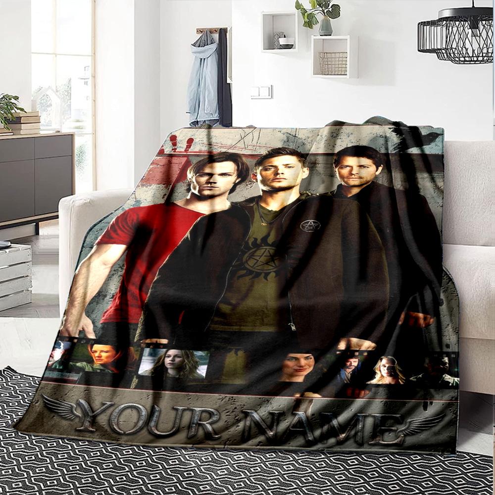 Name Custom Supernatural Print Flannel Blanket High Quality Warm Comfortable Cover for All Seasons Perfect for Gifts Home Decor