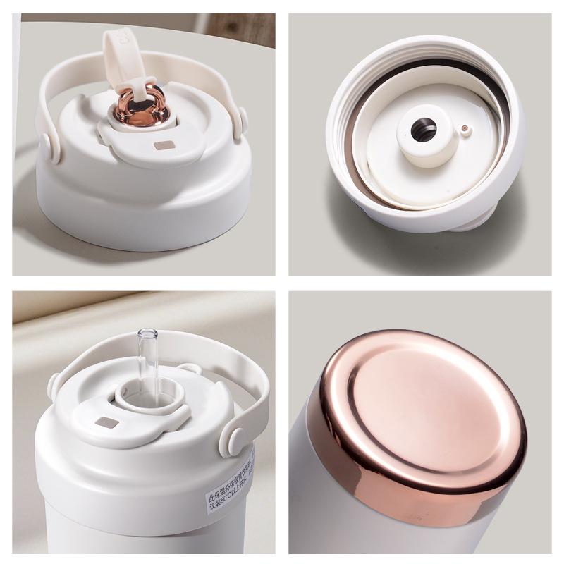 Premium Ceramic Coffee Cup with Straw - Insulated Double Wall Design for Men & Women, Cold/Heat Retention, Engraved Handle.