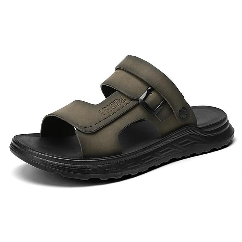 2024 Summer Fashion Men Sandals Man Beach Leather Sandals Luxury Sandals Men Outdoor Beach Casual Shoes Cheap Male Sandals