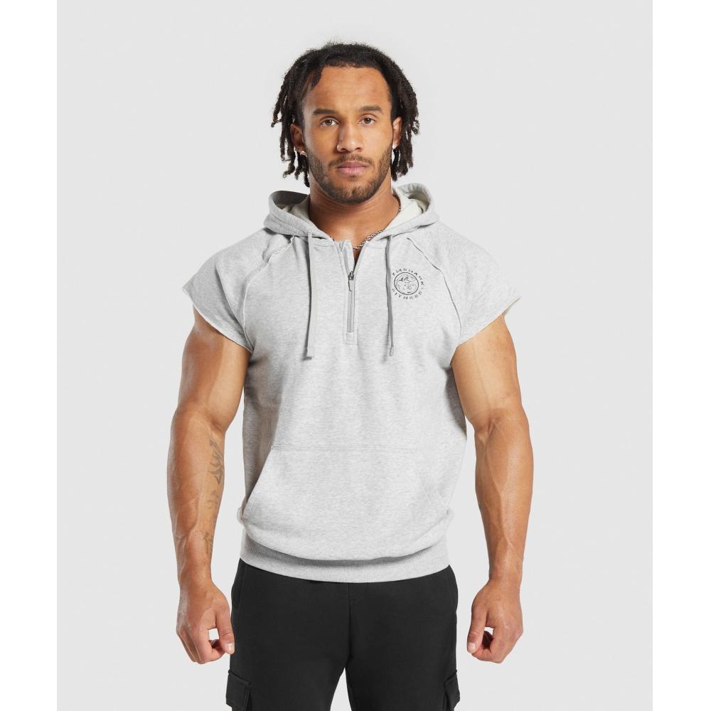 

Gymshark Legacy 1 4 Zip Cap Sleeve Hoodie Light Grey Core Marl A1b5l Gbcn XS