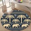 1pc Tropical Elephants Office Round Area Rug, Indoor Mat Suitable ForOffice, Under Office Chairs Bedroom Living Room Home Decor, Room Deco, D024
