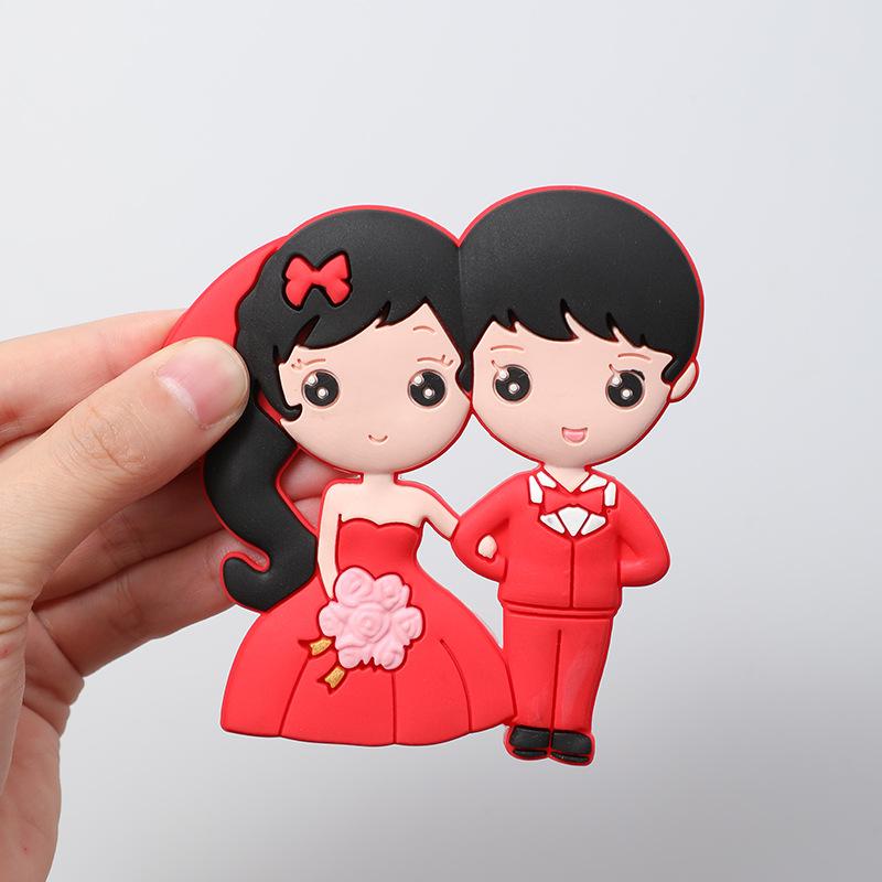 Hochzeitskühlschrankmagnet, Frischvermähltes Dreidimensionales Herzförmiges Chinesisches Stil, Festlich und Fröhlich Magnetischer Magnet