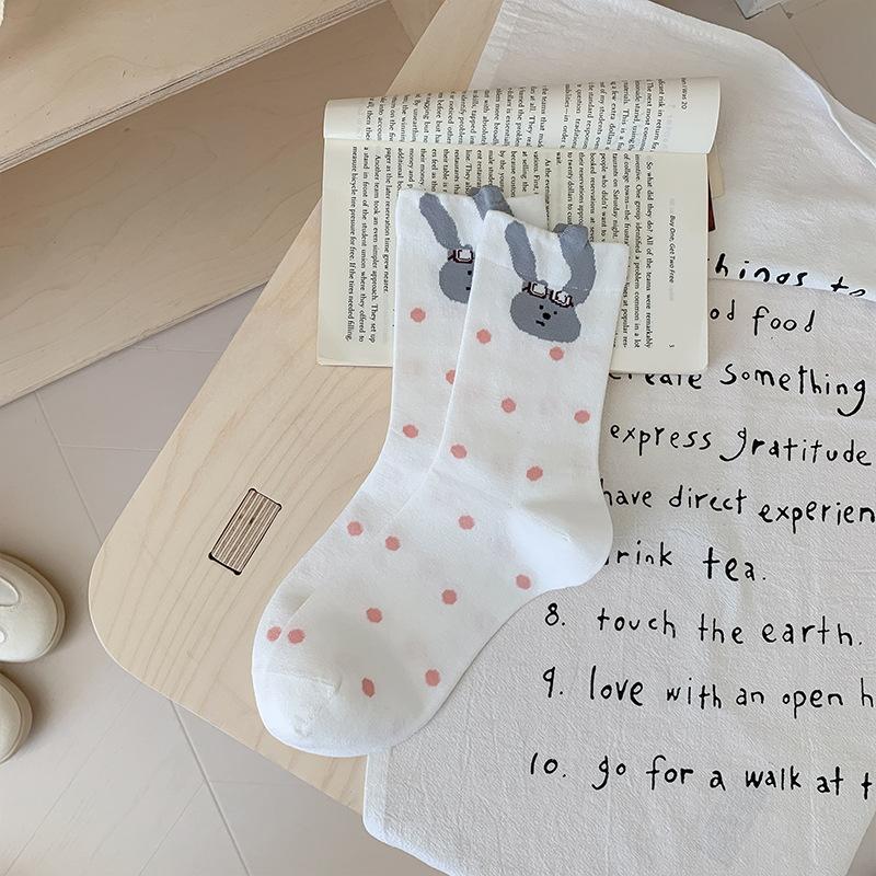 Women Socks Cartoon Cat Dog Japanese Kawaii Cute Middle Tube Socks Women Autumn and Winter Retro Long Socks