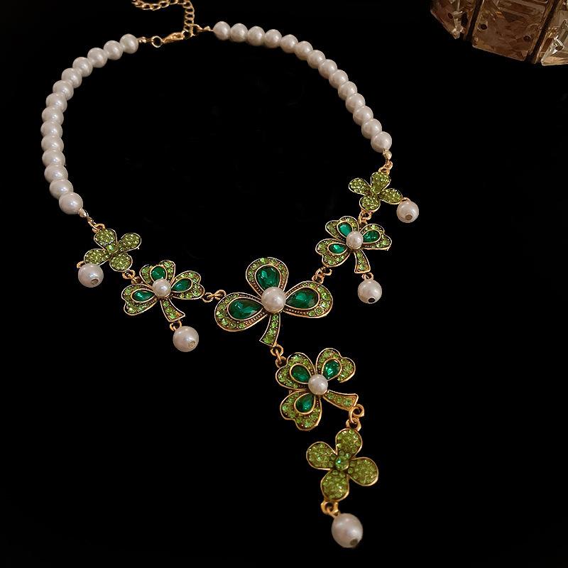Classic Middle Design Women Girls Palace Luxury Crystal Necklace Earrings Vintage Lady Gorgeous Chains Choker Jewelry Gift