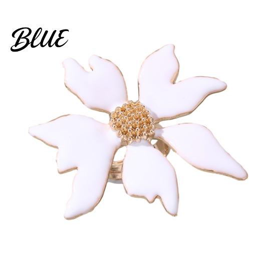 Long-lasting Ring Finger Exaggerated Enamel Big Flower Design Stunning Alloy