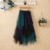 Women's Irregular Mesh Midi Skirt, High,waisted Versatile Half Skirt