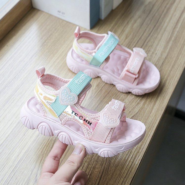 

Girls Sandals Children s Beach Shoes 2025 Summer New Lightweight Princess Shoes Soft Sole Princess Cute Sandal 26 рожевий