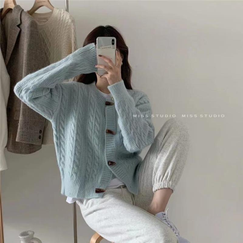 

Sweater cardigan women s new retro knitted sweater with lazy wind cardigan top women one size fits all синий