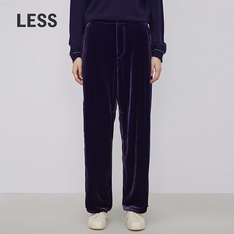 LESS 2024 Spring Vintage Velvet Straight-Leg Casual Pants
