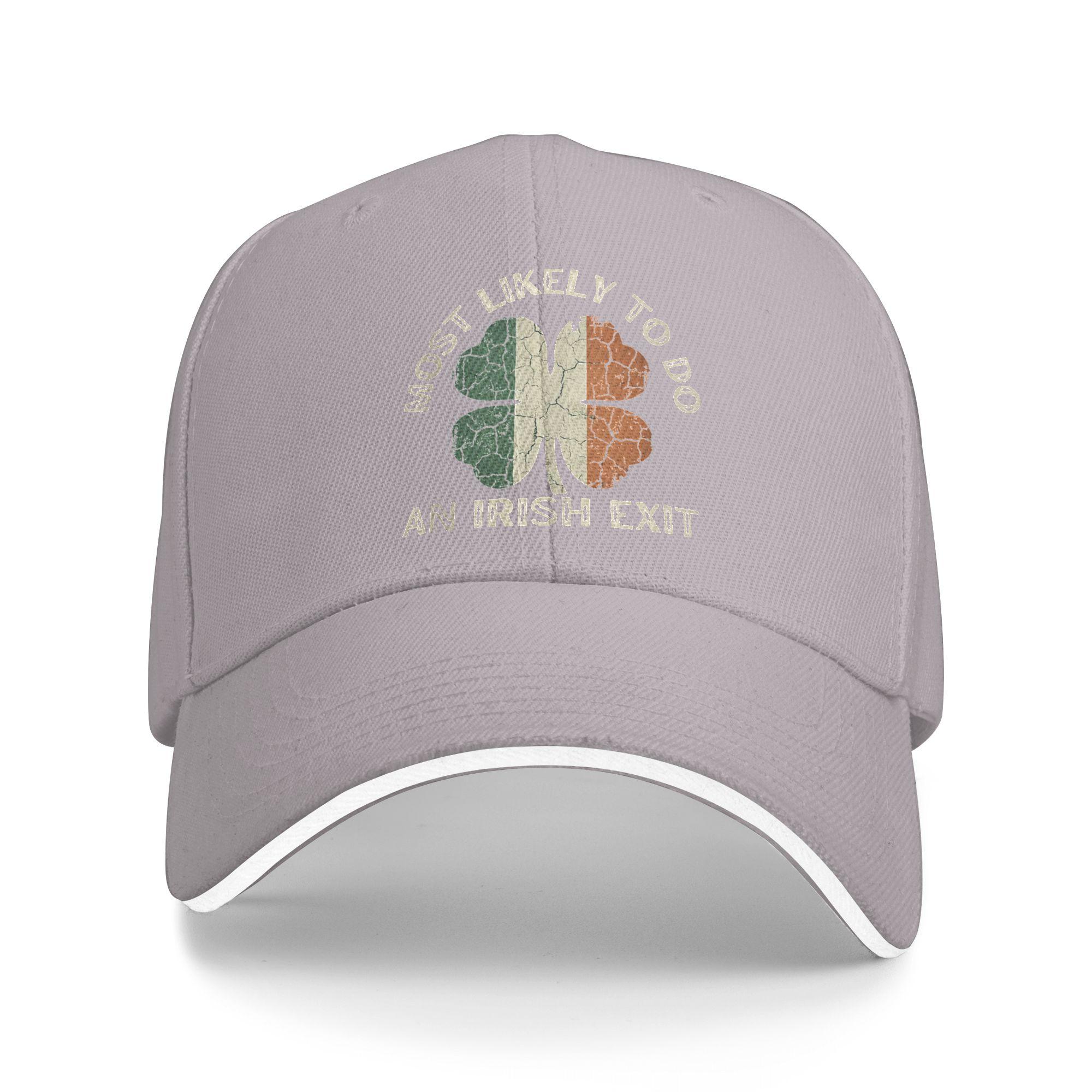 

Most Likely to Do an Irish Exit Goodbye Funny St Patricks Casual Baseball Cap Summer Trucker Hat Sun Running Hippie Snapback Cap One Size серый