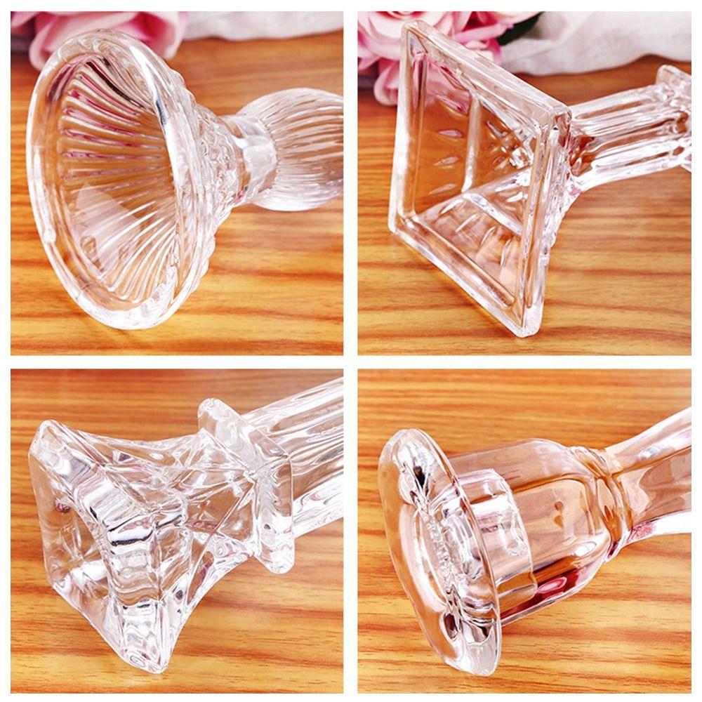 Transparent Roman Column Candlestick Vintage Clear Glass Candlestick  Wedding Decoration