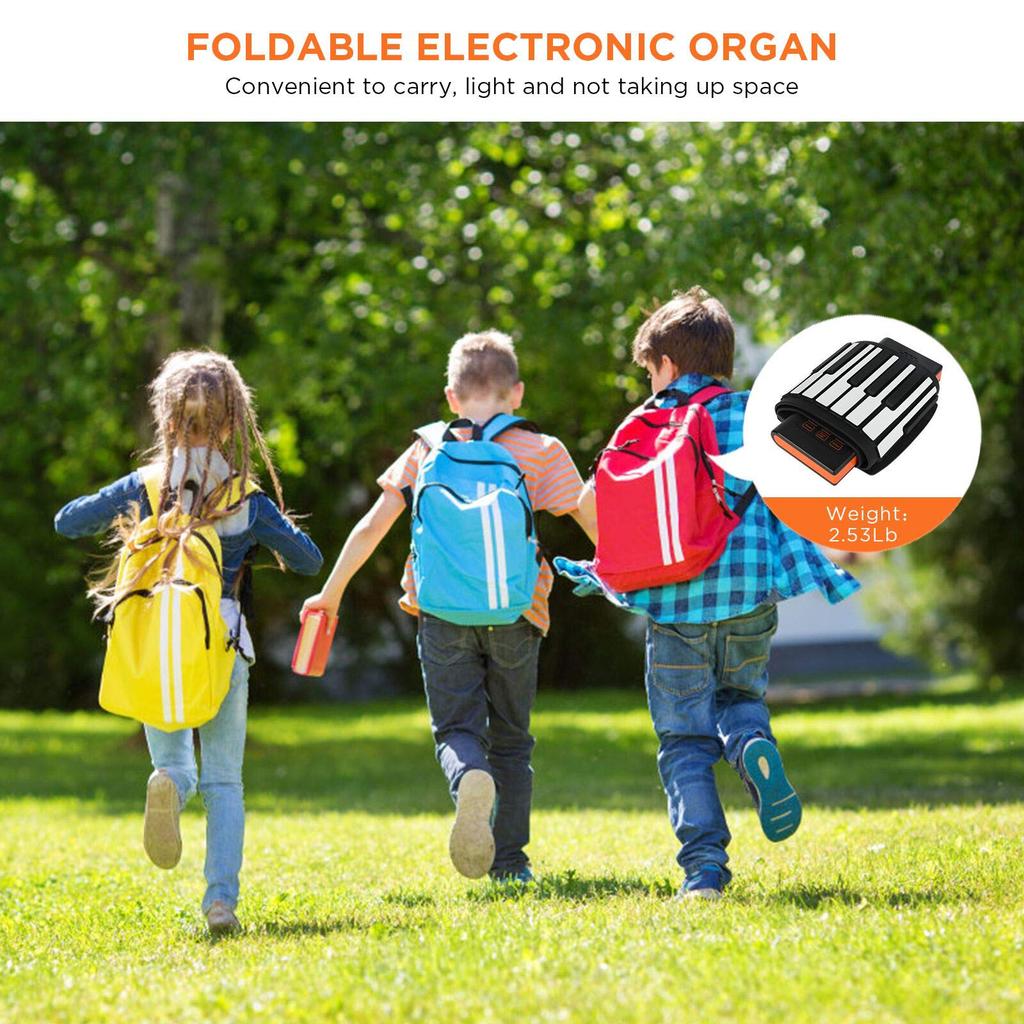 Roll-Up-Klavier 88 Tasten Wiederaufladbar Tragbar Elektrisch Faltbar mit 128 Rhythmen 128 Klängen für Anfänger