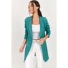 Women's Professional Blazer Coat Solid Color Casual Double Breasted Mid Length Blazers Suit Jacket