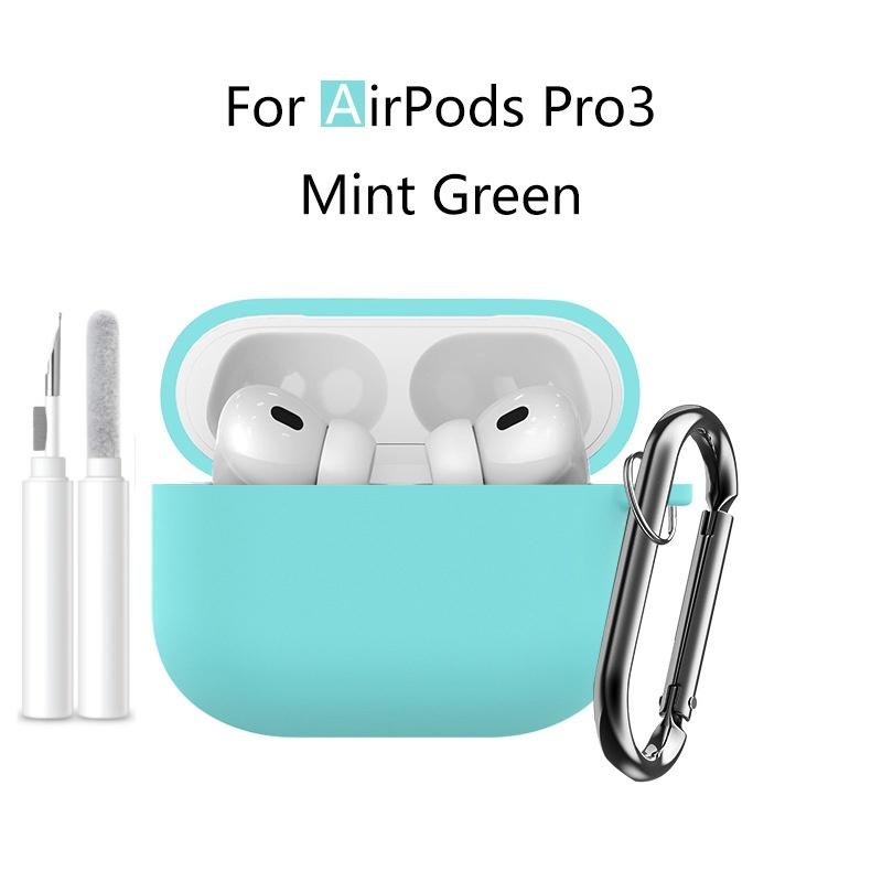 New 2025 For Apple Airpods Pro 3 Case Soft Silicone Full Protective Cover with Cleaning Kit and Keychain for Airpods Pro 3 Case