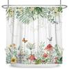 Green Eucalyptus Leaves Shower Curtains Watercolor Floral Waterproof Morden Bathroom Bathtub Curtain Room Decor With Hooks