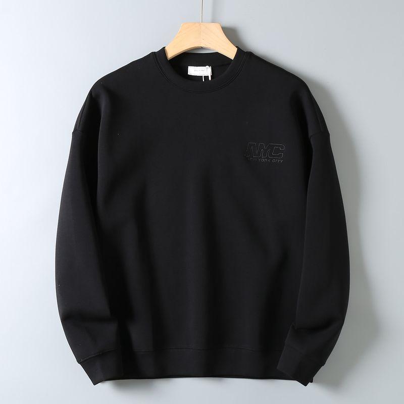 Original Export Surplus Air Layer Xinjiang Combed Cotton Drop Shoulder Cut Label Plain Versatile Loose Long-Sleeve Sweatshirt for Men Trendy