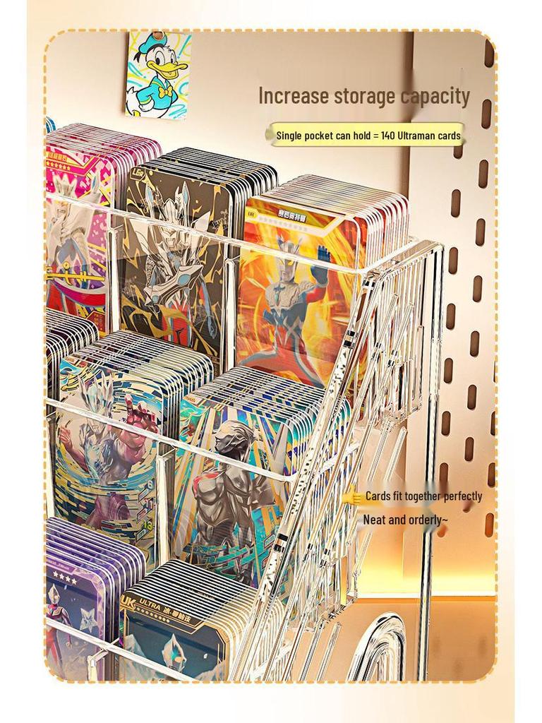 Ultraman Acrylic Card Display Stand - Tiered Desktop Postcard Organizer with Divided Slots