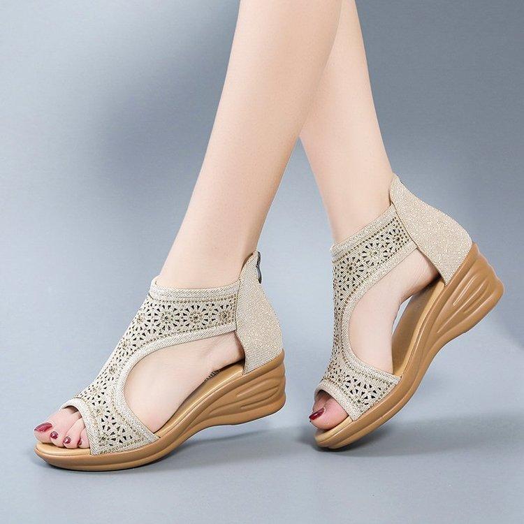 Sandals Women's New Wedge Heel Middle Heel Mother Shoes Wedge Heel Women's Shoes Sandals Summer
